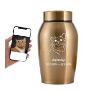 WXMYOZR Pet Urns for Cats Ashes, Personalized Cat Urns for Ashes Stainless Steel Laser Engraving Custom Cat Cremation Urns Cat Memorial Keepsake Urns,Gold
