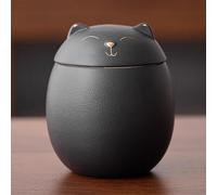 WXMYOZR Small Keepsake Pet Urn for Cat Ashes, Cat-Shaped Urn Ceramic Cat Urns for Ashes Pet Cremation Urns Cat Memorial Urns,Black,Little