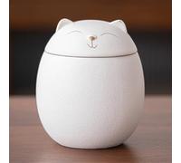 WXMYOZR Small Keepsake Pet Urn for Cat Ashes, Cat-Shaped Urn Ceramic Cat Urns for Ashes Pet Cremation Urns Cat Memorial Urns,White,Big