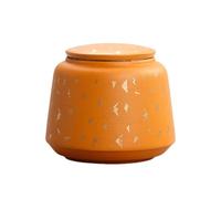 WXMYOZR Small Urns for Human Ashes Keepsake, Black Pottery Mini Urn Memorial Urn Keepsake Cremation Urns Small Sharing Urns,Orange