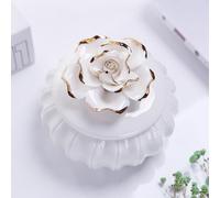 WXMYOZR Trinket Box Porcelain with Lid, Ceramic Floral Jewelry Trinket Boxes for Girls Women Small Jewelry Container Organizer Ring Earring Necklace Holder,White,Rose