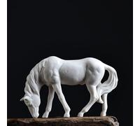 WXMYOZR White Porcelain Horse Statues, 4 Inch Ceramic White Horse Figurines Desktop Ornaments Home Decor Small Animal Garden Decor,C