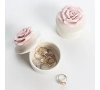 WXMYOZR White Trinket Box with Lid Porcelain, Floral Ceramics Jewelry Boxes for Girls Women Small Jewelry Organizer Container Earring Necklace Ring Holder