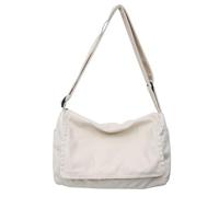 Wxnow Canvas Crossbody Bag - Large Hobo Multi-Pocket Messenger Tote, Unisex Durable for Commute, Casual & Travel, White, One Size