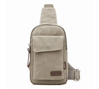 Wxnow Canvas Sling Bag Crossbody Backpack for Women & Men Chest Bag, Light Grey, OneSize