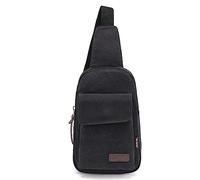 Wxnow Men's Casual Crossbody Bags Canvas One Shoulder Backpack Sling Bag Mini Chest Bag Black