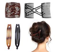 WXNPA Hair Combs, 2 Pieces Women's Hair Comb, Elastic Comb, Magic Hair Comb, Elastic Hair Comb, Elastic Hair Combs, Women's Hair Accessories, with 2 Banana Clips