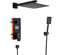 WXPGFEQ Bathroom Shower 2-Functions Black Digital Shower Faucets Set Rainfall Shower Head 2-Way Digital Display Mixer Tap Shower Mixer/16 inch Shower Set