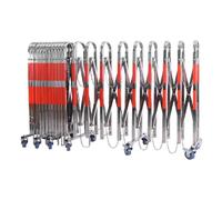 WXPGFEQ Expandable Metal Gate Stainless Steel Folding Security Barrier Mobile Driveway Barrier with Wheels Portable Traffic Control Gate (Red 1.1 x)
