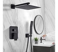 WXPGFEQ Shower Kits, Shower Set Wall Mounted Shower Faucet Mixer Rainfall Bathroom Shower Tap with Handshower Rotate Black Bath Spout,12 Inch A,10 Inch