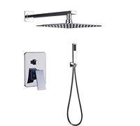 WXPGFEQ Shower Set Shower Chrome 8/10/12/16 inch Rain Shower Faucet Single Handle Concealed Bath Shower Set with ABS Handshower Wall Mounted,10 inch Shower Set