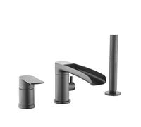 WXPGFEQ Wall-Mounted Shower Faucet Set,Shower Head Set, Waterfall Bath Mixer Tap Grey with Deck Mounted Shower 3 Hole Single Lever Bath Shower Mixer Tap