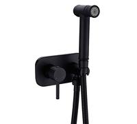 WXPGFEQ Wall-Mounted Shower Faucet Set System,Brass Handheld Bidet Sprayer Set for Toilet with Hot and Cold Water Control Black Bidet Diaper Sprayer Kit for Bathroom Shower Jet Douche Sprayer Kit