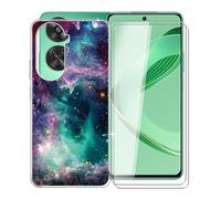 WXPPJ Case + 2 Pieces Tempered Glass Screen Protector for Huawei Nova 11 SE, Transparent Silicone TPU Case, Slim Soft Shockproof Case for Huawei Nova 11 SE (6.67 Inches) - Mirror