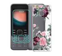 WXPPJ Case for Nokia 6300 4G (2.4 inches), Transparent Silicone Mobile Phone Case Shockproof Scratch-Resistant Protective Cover Soft TPU Bumper Case + 9H Hardness Glass Screen Protector for Nokia 6300