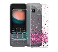 WXPPJ Case for Nokia 6300 4G (2.4 inches), Transparent Silicone Mobile Phone Case Shockproof Scratch-Resistant Protective Cover Soft TPU Bumper Case + 9H Hardness Glass Screen Protector for Nokia 6300