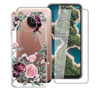 WXPPJ Case + Screen Protector for Nokia X20 (6.67 inches), Transparent Case Soft Silicone TPU Protective Cover Shell and Tempered Glass Protector for Nokia X20 - YQ12