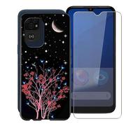 WXPPJ Mobile Phone Case for Doro 8200 Case with 1 Piece HD Screen Protector, Shockproof Protective Soft Silicone TPU Case Ultra Thin Bumper Cover for Doro 8200 (6.10 Inches) - Red Tree