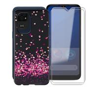 WXPPJ Mobile Phone Case for Doro 8200 Case with 2 Pieces HD Screen Protector, Shockproof Protective Soft Silicone TPU Case Ultra Thin Bumper Cover for Doro 8200 (6.10 Inches) - Pink Love