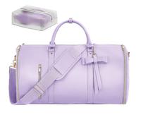 WXPXYBF 2 in 1 Carry On Garment Bag Travel Bags,Fashion Foldable Clothing Bag, Large PU Leather Duffle Bag for Women, Hanging Suitcase Suit Garment Duffle Bag for Travel (Purple)