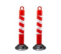 WXPXYBF 2pcs Spring Loaded Traffic Bollards, Reflective Safety Posts for Parking Lot & Garage, Flexible Plastic Channelizer Barriers with Rubber Base, Durable Roadway Delineators