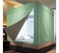 WXPXYBF Blackout Bed Tent with 3 Doors, Windproof Cotton Sleep Sanctuary for Adults, Safe Anti-Fall Design for Dorms, Cozy Winter Shelter with Mesh Ventilation and Easy Assembly