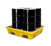 WXPXYBF HDPE Spill Containment Pallet with Grating, Modular Oil Drum Tray, Forklift Compatible, Leak Proof Drainage, Industrial Warehouse Storage Platform