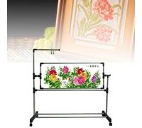 WXPXYBF Height Adjustable Embroidery Stand with Wheels, 360° Rotating Cross Stitch Frame, Portable Sewing Hoop Holder for Tapestry, Art Craft Projects, Silver
