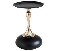 WXPXYBF Small Round Metal Side Table, Sturdy Pedestal End Table with Tray Top, Compact Cocktail Table for Living Room Bedroom, Space Saving Modern Nightstand, Rust-Resistant Iron Base in Beige Black