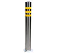 WXPXYBF Stainless Steel Parking Bollard 30cm with Reflective Strip, Fixed Base for Driveway Safety, Durable Traffic Control Column for Street and Garage Use