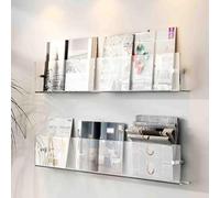 WXPXYBF Transparent Acrylic Wall Mounted Magazine Rack, Floating Shelf for Brochures Flyers, Clear Display Holder for Home Office Bedroom Decor