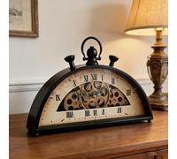 WXPXYBF Vintage Half Circle Floor Clock Retro Mechanical Style with Dynamic Gears Floral Hands 60s Decor for Living Room Study Office Silent Operation Iron Construction