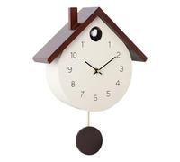 Wxqbjtam Chiming Cuckoo Clock Wooden Wall Clock with Decorative Pendulum Minimalist Design Silent Movement Clearly Readable Numbers Cuckoo Clock, Beige