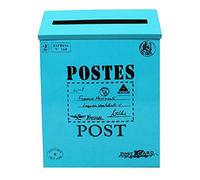 Wxqbjtam Mailbox, Letterbox, Wall-Mounted Letterbox, Newspaper Compartment, Classic, Galvanized Sheet Iron with Rain Protection for Office Buildings, Private H, Blue