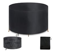 WXQOZLY Garden Furniture Covers Waterproof,170x90cm Round Rattan Patio Furniture Covers,420D Oxford Patio Table Cover,Garden Table Cover Protector,Windproof, Anti-UV,Tear-Resistant-Black