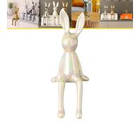 WXQZHF Brass Sitting Bunny, Sitting Bunny for Shelf, Ceramic Electroplate Rabbit Figurine, Collectible Bunny Statue for Living Room, Office Desktop, Bookshelf Decor.(White)