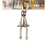 WXQZHF Brass Sitting Bunny, Sitting Bunny for Shelf, Ceramic Electroplate Rabbit Figurine, Collectible Bunny Statue for Living Room, Office Desktop, Bookshelf Decor.(Silver)