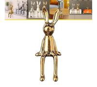 WXQZHF Brass Sitting Bunny, Sitting Bunny for Shelf, Ceramic Electroplate Rabbit Figurine, Collectible Bunny Statue for Living Room, Office Desktop, Bookshelf Decor.(Gold)