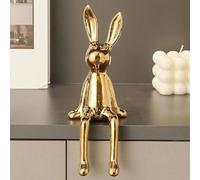 WXQZHF Brass Sitting Bunny, Sitting Bunny for Shelf, Rabbit Statues, Ceramic Animal Bunny Figurines Crafts, Sitting Bunny Ornament,Easter Bunny Figurine Decorations.(Gold)