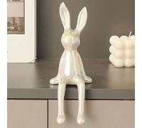 WXQZHF Brass Sitting Bunny, Sitting Bunny for Shelf, Rabbit Statues, Ceramic Animal Bunny Figurines Crafts, Sitting Bunny Ornament,Easter Bunny Figurine Decorations.(White)