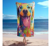 WXQZHF Doodle Watercolor Puppy Print Beach Towel - Cute Cartoon Dog Pattern Microfiber Bath Towel for Kids and Adults (style2,160cm x 80cm)