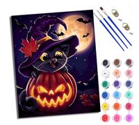 WXRWANG Paint by Number for Adults Beginner Canvas Black cat in The Pumpkin Choice for Birthday Anniversary or Any Festival DIY Acrylic Painting Kit for Room Decor 16x20 inch Frameless