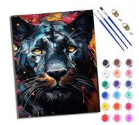 WXRWANG Paint by Number for Adults Beginner Canvas Black Panther Head Painted with Ink Choice for Birthday Anniversary or Any Festival DIY Acrylic Painting Kit for Room Decor 16x20 inch with Frame