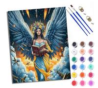 WXRWANG Paint by Number for Adults Beginner Canvas Blue-Winged Angel Holding a Book Choice for Anniversary or Any Festival Acrylic Painting Kit for Room Decor 16x20 inch with Frame