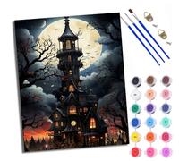 WXRWANG Paint by Number for Adults Beginner Canvas Castle Under The Moonlight Choice for Birthday Anniversary or Any Festival DIY Acrylic Painting Kit for Room Decor 16x20 inch Frameless