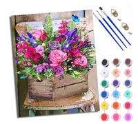 WXRWANG Paint by Number for Adults Beginner Canvas Flower Pot on The Chair Choice for Birthday Anniversary or Any Festival DIY Acrylic Painting Kit for Room Decor 16x20 inch Frameless