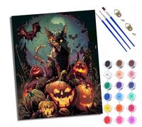 WXRWANG Paint by Number for Adults Beginner Canvas Halloween Pumpkin Cat Choice for Birthday Anniversary or Any Festival Acrylic Painting Kit for Room Decor 16x20 inch with Frame