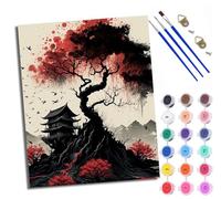 WXRWANG Paint by Number for Adults Beginner Canvas Hongshu Ancient Building Choice for Anniversary or Any Festival Acrylic Painting Kit for Room Decor 16x20 inch Frameless