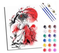 WXRWANG Paint by Number for Adults Beginner Canvas Japanese Geisha Back View Choice for Birthday Anniversary or Any Festival DIY Acrylic Painting Kit for Room Decor 16x20 inch Frameless