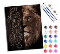 WXRWANG Paint by Number for Adults Beginner Canvas Lion Inspirational Half Picture Choice for Birthday Anniversary or Any Festival DIY Acrylic Painting Kit for Room Decor 16x20 inch Frameless